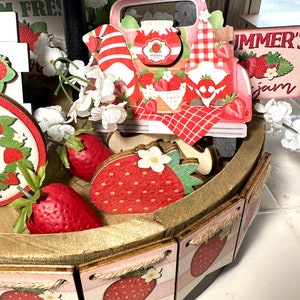 Strawberry Tiered Tray Bundle, Summer Strawberries, Strawberry Kitchen Decor image 2