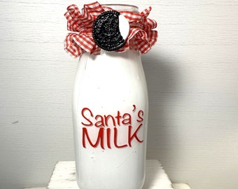 Milk For Santa Bottle, Fake Bottle Of Milk  Fake Drink,  Christmas ,Photo Prop,  Tiered Tray Decor,  Cocoa Bar Decor, Coffee Bar Decor