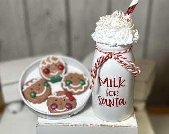 Milk For Santa, Tiered Tray, Milk And Cookies, Bottle Of Fake Milk