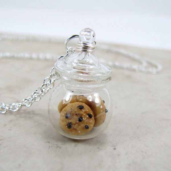 Chocolate Chip Cookie Jar Necklace Miniature Food Jewelry