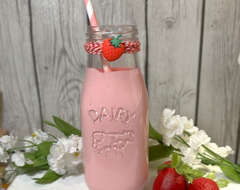 Fake Bottle Of Strawberry Milk, Strawberry Decor,