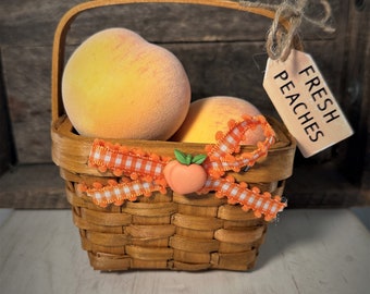 Basket Of Peaches / Peaches Decor / Tiered Tray Decor / Peaches Kitchen Decor / Faux/ Fake/ Fake Peaches Decor/ Event Planner