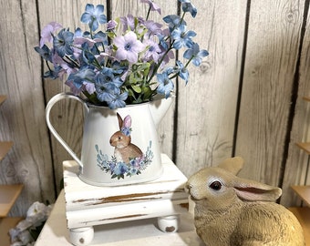 Easter Tiered Tray Decor, Spring Decor, Bunny Rabbit watering Can, Mini Bunny Watering Can