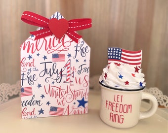 4th Of July Mini Wood House , Fourth Of July Decor, Tiered Tray Decor, Patriotic Decor, Independence Day