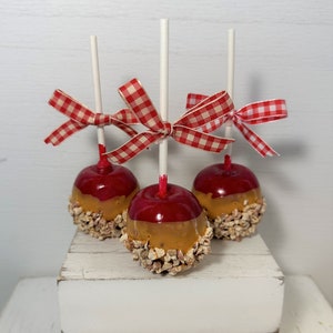 Faux Carmel Apples, Tiered Tray Decor, Fall Decor, Faux Candied Apples, Caramel Apple Decor, Fall Wedding Decor, Autumn Decor, Kitchen Decor