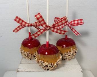 Faux Carmel Apples, Tiered Tray Decor, Fall Decor, Faux Candied Apples, Caramel Apple Decor, Fall Wedding Decor, Autumn Decor, Kitchen Decor