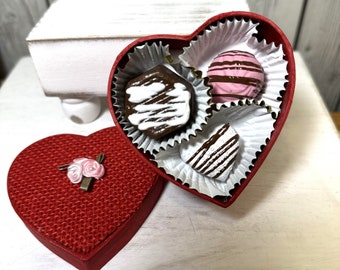 Faux Valentines Chocolates In Heart Box, Tiered Tray Decor, Fake Valentine Candy, Fake Food
