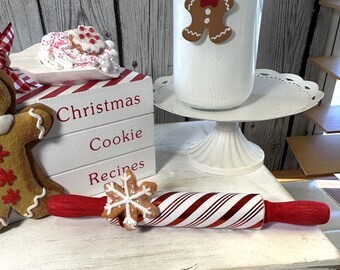 Christmas Mini Rolling Pin, Christmas Decor, Tiered Tray Decor, Christmas Cookie Baking Decor