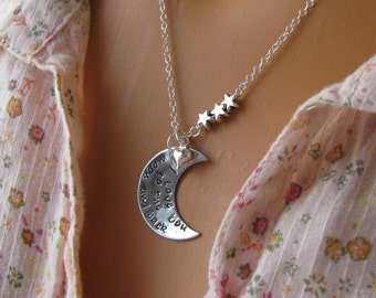 I Love You To The Moon And Back Necklace -Hand Stamped Jewelry