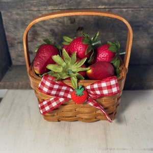 Basket Of Strawberries / Strawberry Decor / Tiered Tray Decor / Strawberry Kitchen Decor / Faux/ Fake