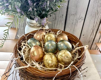 Gold Foil Pastel Easter Eggs: Set of SIX Easter Decor