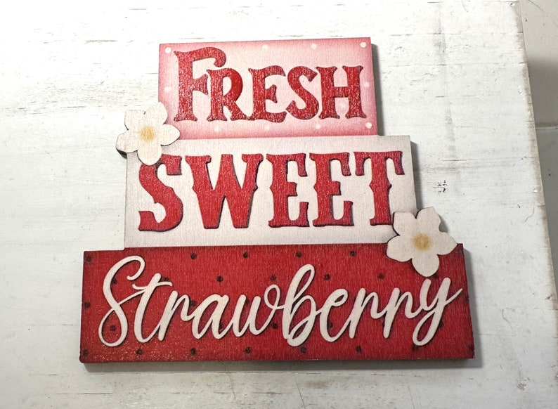 Strawberry Tiered Tray Bundle, Summer Strawberries, Strawberry Kitchen Decor image 7