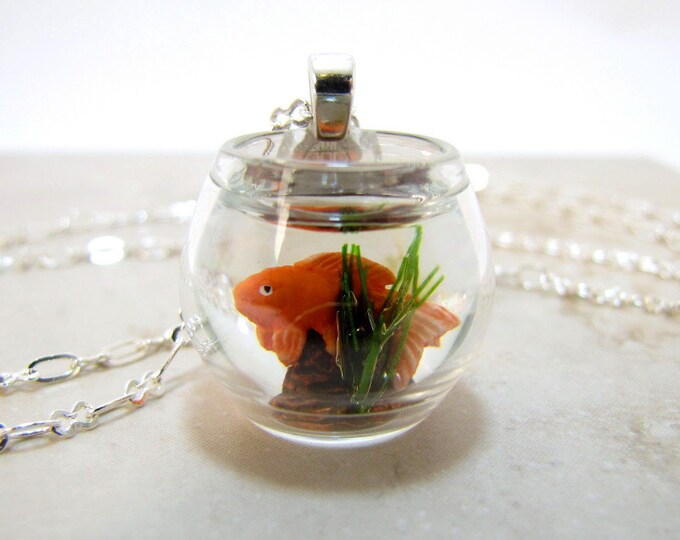 Goldfish Gold Fish Bowl Necklace Pet Goldfish on the Go Etsy