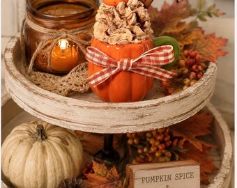 Pumpkin Spice Faux Whipped Cream Mini Mug | Fall Tiered Tray Decor | Handmade Autumn Farmhouse Decor