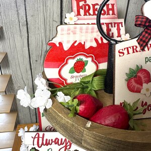 Strawberry Tiered Tray Bundle, Summer Strawberries, Strawberry Kitchen Decor image 4