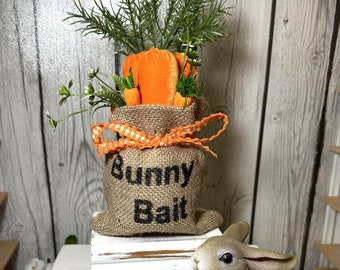 Bunny Bait Decor, Easter Decor, Tiered Tray Decor, Carrot Decor, Rabbit, Sack Of Carrots