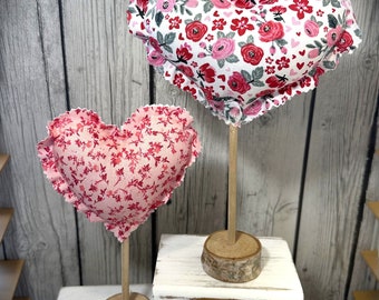 Fabric Stuffed Hearts Decor, Valentines Mantel Decor, Shelf Decor