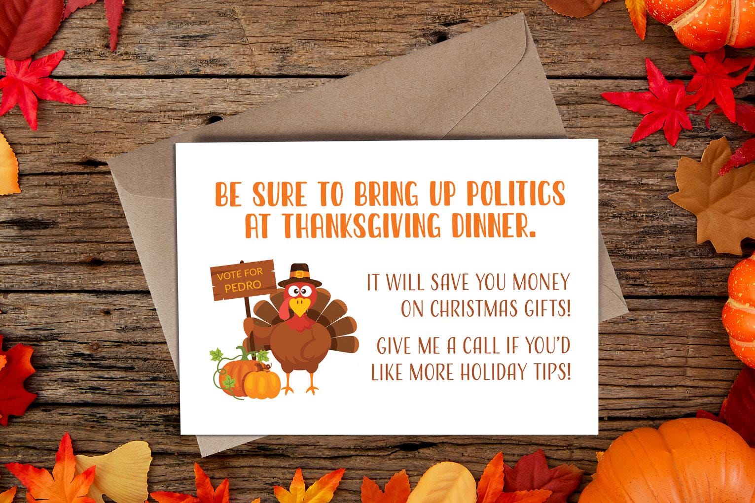 Funny Inappropriate Thanksgiving Greeting Card | Be Sure to Bring up  Politics at Thanksgiving Dinner... - Etsy, image size:1531x1021