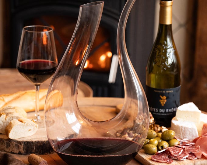 Wine Decanter 1.5L Hand Blown Crystal Glass Carafe Elegant Red Wine Aerator with Stainless Steel Cleaning Beads Mémoire Prestige Wine Gift