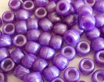 Purple Plastic Pony Beads for jeweler making or craft 500 Pieces. Beads. Purple Beads. Craft Beads.
