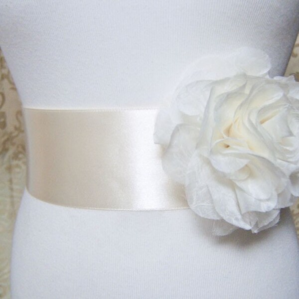 chiffon Flower bridal sash belt in Ivory