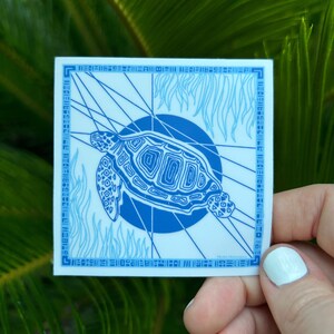 autocollant tortue de mer | Tortue créative vibrante | Sticker abstrait animé | Tortue de mer artistique colorée | Ambiance Floride | Sticker pastel |