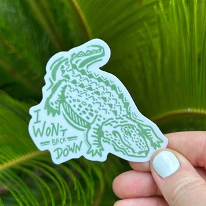 autocollant alligator | Gator créatif dynamique "Je ne reculerai pas" Sticker | Sticker abstrait animé | Gator artistique coloré | Ambiance Floride | Pastel