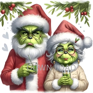 Natal Grinch PaPa e Vovó Grinch Png, Grinch Verde Significa Natal PNG, Camisa De Natal Png Arquivo Bonito, Arquivo Digital De Natal,