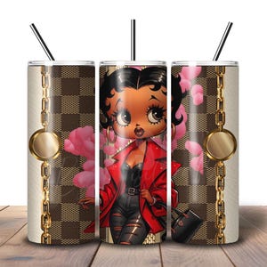 Betty Boop Cute in Red Love Tumbler Wrap, Sublimation PNG, süßes T-Shirt Png, Wandkunst / Dekor, digitale Datei