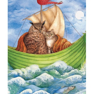 Owl and Pussycat blank greeting card