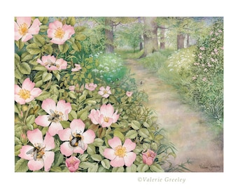 Wild roses in June print, by Valerie Greeley