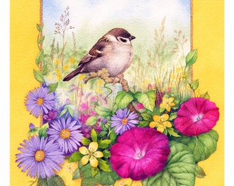 Tree Sparrow print by Valerie Greeley
