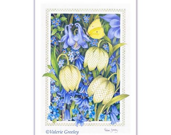 Spring Flowers Botanical Illustration Print by Valerie Greeley
