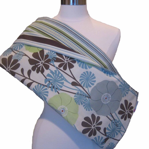 Summer Sale - City Girl Daisy and Stripe Reversible Baby Sling with Pocket