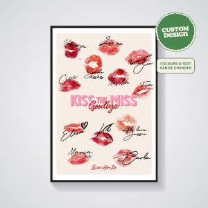Pôster A4 personalizado ilustrado beijar a senhorita adeus