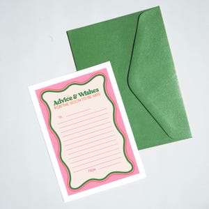 Tarjeta A6 con sobre y estampado de espiral de consejos ilustrados para la novia