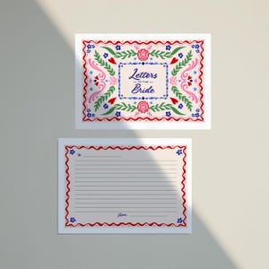 Aangepaste geïllustreerde brieven aan de bruid A6-kaarten met bloemenprint en envelop