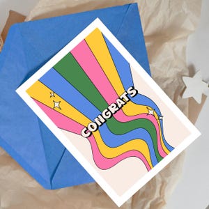 Carte de voeux A6 personnalisée illustrée Félicitations pour mariage arc-en-ciel