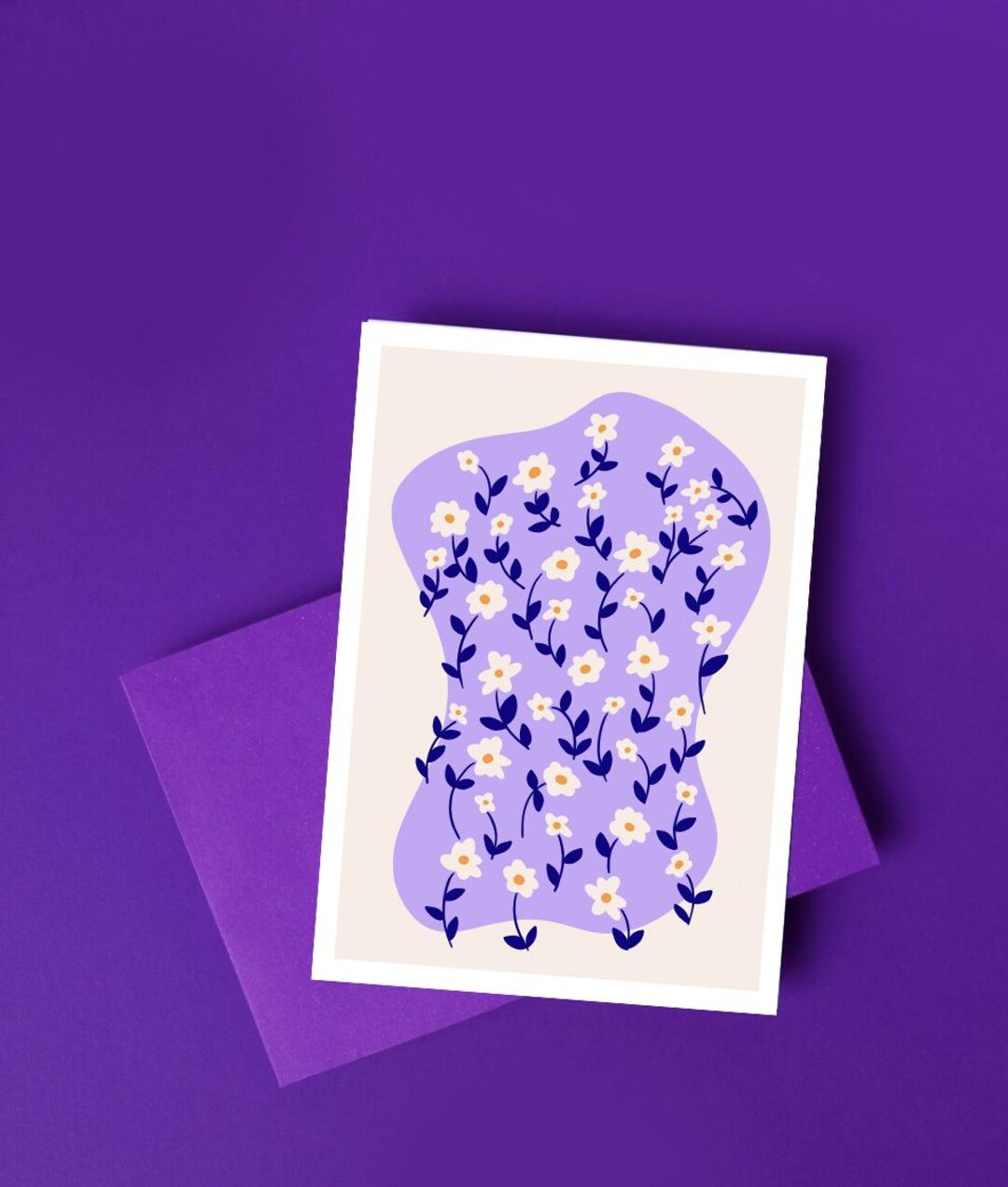 Daisy Flowers Illustrated Purple Bouquet A6 Greeting Card - Etsy