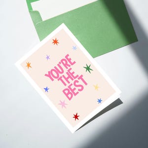 Tarjeta de felicitación A6 personalizada e ilustrada "Eres el mejor"