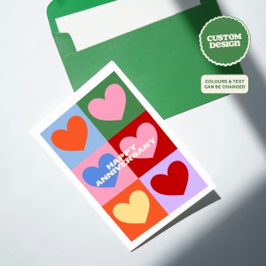 Biglietto di auguri illustrato personalizzato per l'anniversario di matrimonio