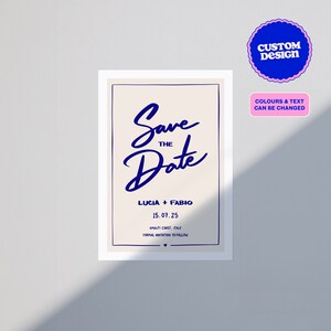 Aangepaste geïllustreerde Save the Date Script Print Card uitnodiging