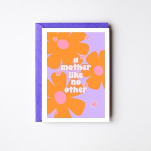 Geïllustreerde A6-wenskaart met bloemenprint 'A mother Like No Other' voor Moederdag