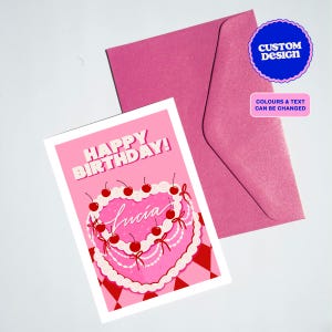 Custom Happy Birthday Cake Name A6 Greeting Card