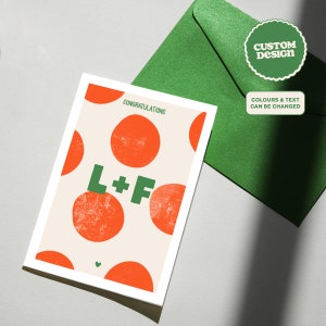 Gepersonaliseerde, op maat geïllustreerde wenskaart met polkadots