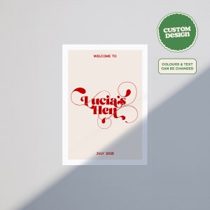 Cartel de despedida de soltera con impresión de texto en espiral ilustrado personalizado