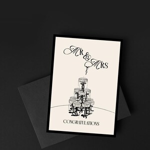 Mr & Mrs Félicitations Party A6 Champagne Tower Carte de voeux