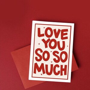 Op maat geïllustreerde A6-wenskaart Love You So Much-afdruk