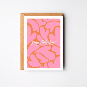 Geïllustreerde A6-wenskaart met 'Happy Mother's Day' hartenprint bruiloft