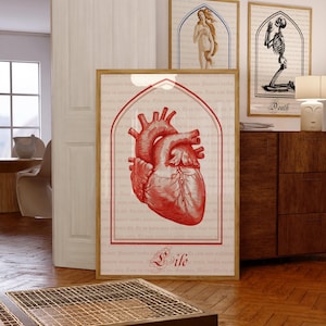 Anatomical Heart Tarot Inspired Poster, Gothic Aesthetic Poster, Coquette Poster, Catholic Aesthetic Poster, Love Witch Inspired Poster